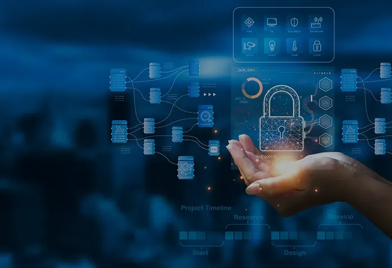 Rappresentazione visiva della sicurezza nel cloud, sottolineando come la Data Governance migliori i progetti di Intelligenza Artificiale