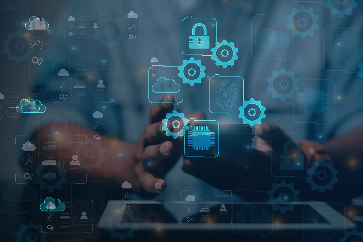 Rappresentazione visiva del futuro del cloud computing, con elementi tecnologici, connessioni digitali e grafica futuristica che evocano innovazione e trasformazione digitale.